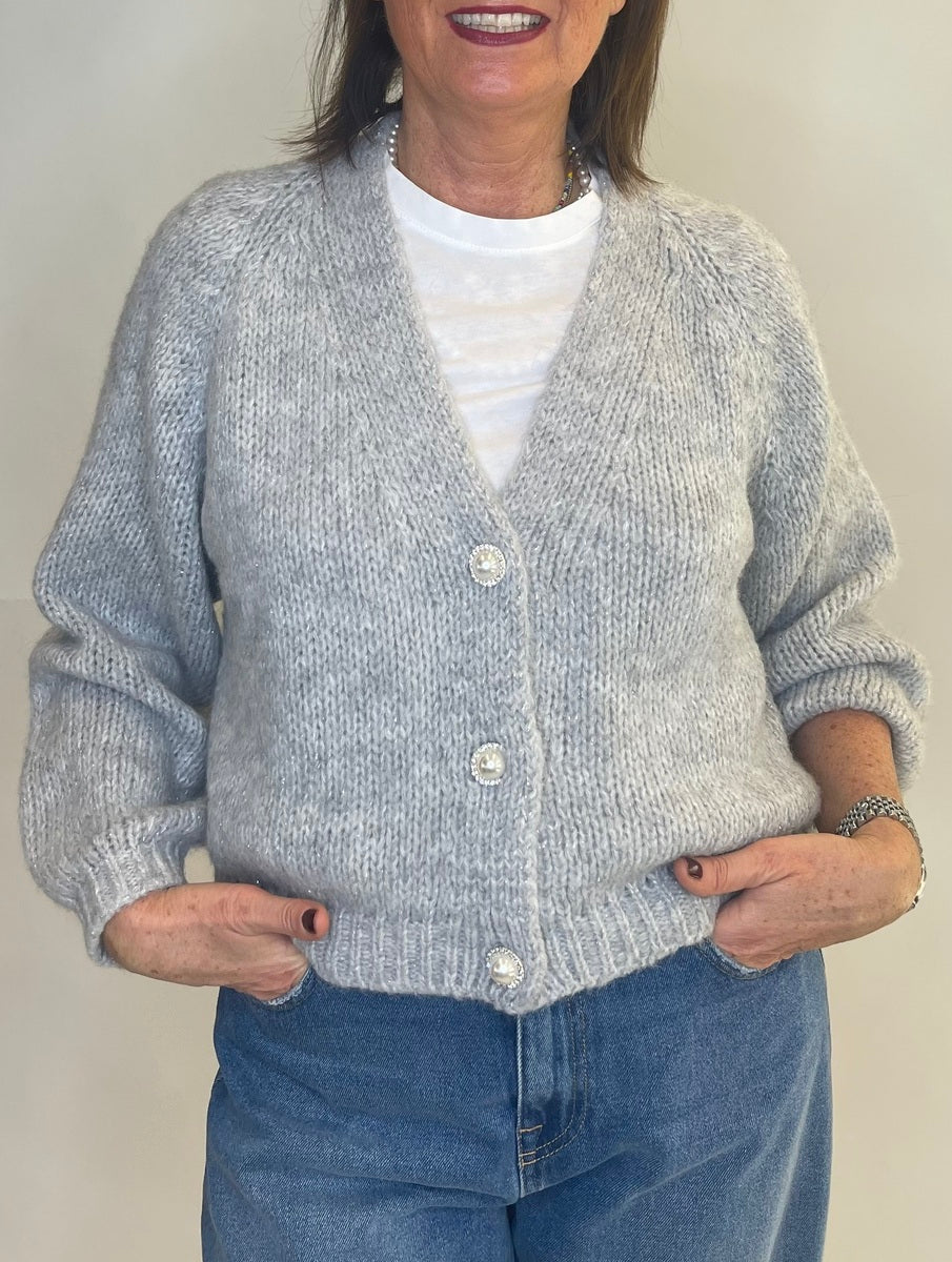 Cardigan bottone gioiello