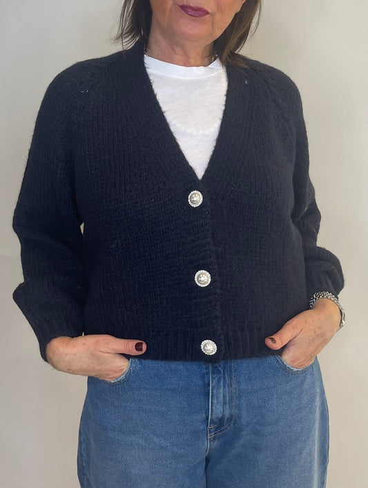 Cardigan bottone gioiello