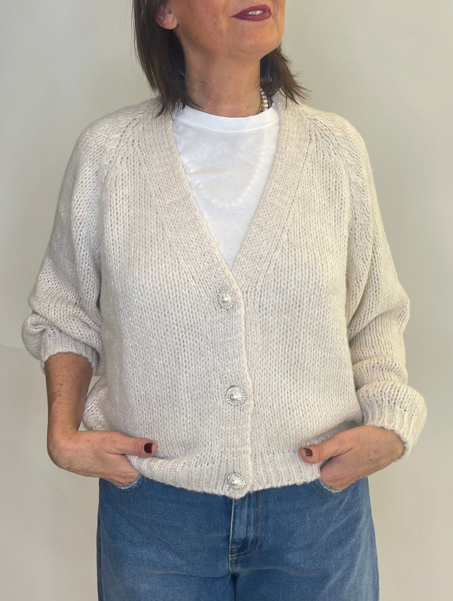 Cardigan bottone gioiello